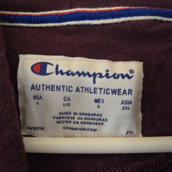 Champion Hoodie Womens Large Purple Cotton Reverse Weave Logo Sweatshirt Berry - Picture 4 of 5